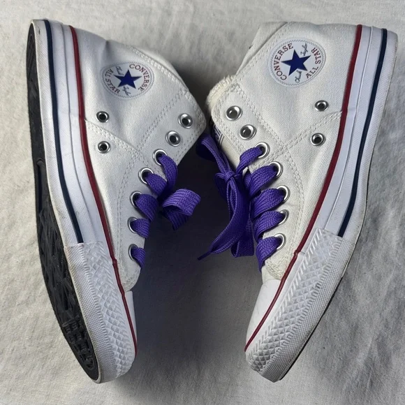 Converse Mid Madison Allstars Size 8 with Purple Laces - Picture 9 of 11